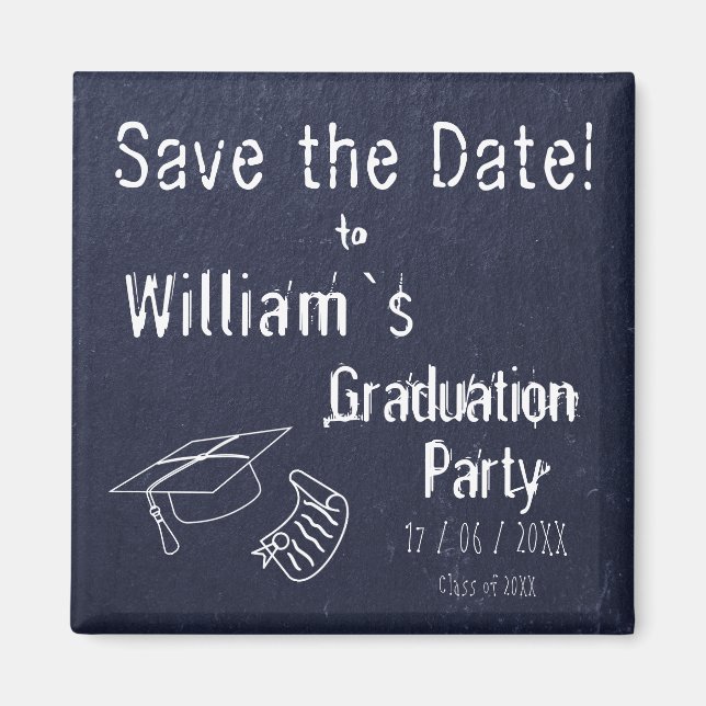 Simple Rustic Blue Stone Graduation Magnet (Front)