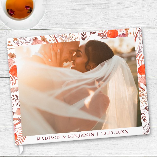 Simple Rustic Boho Chic Wildflowers Photo Wedding Guest Book (Creator Uploaded)