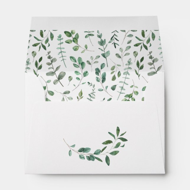 Simple rustic botanical green foliage envelope (Back (Bottom))