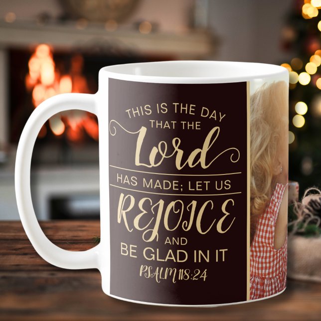 Simple Rustic Brown & Gold Bible Verse Christian Coffee Mug (Faith-basesd, Christian coffee cup gift with Bible verse)