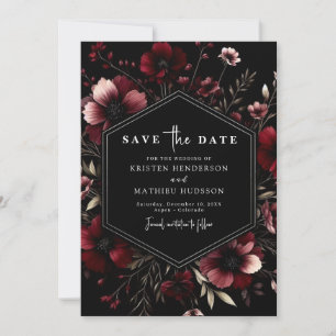 Simple Rustic Burgundy Wedding Save The Date