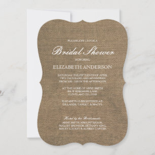 Simple Rustic Burlap Bridal Shower Invitation