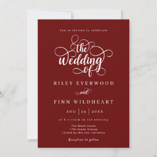 Simple Rustic Calligraphy Wedding Invitation