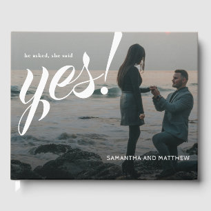 Simple Rustic Chic She Said Yes Engagement Party Guest Book
