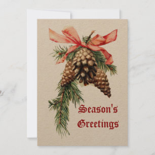 Simple Rustic Christmas Tree Pinecone Holiday Card