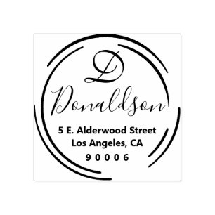 Simple Rustic Circle Return Address Rubber Stamp