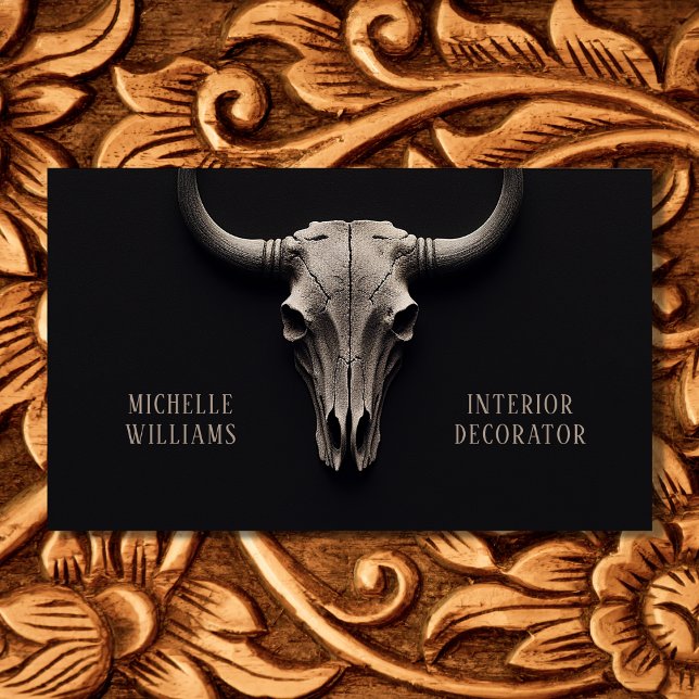 Simple Rustic Cow Skull Southwestern Western Business Card (Front - Simple Rustic Cow Skull Southwestern Western Business Card)