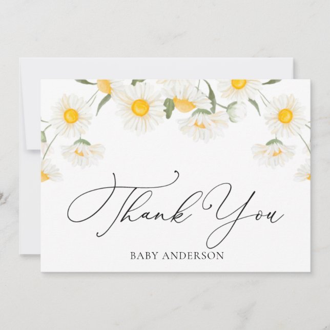 Simple Rustic Daisy Flower Thank You Postcard (Front)