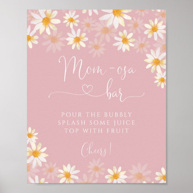 Simple Rustic Daisy Mum-osa Bar Poster (Front)