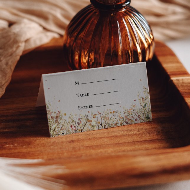 Simple Rustic Fall Beige Entree Choice Folded Place Card (Creator Uploaded)