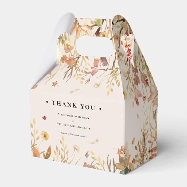 Simple Rustic Fall Beige Wedding Favour Box (Front Side)