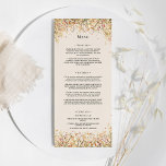 Simple Rustic Fall Beige Wedding Flat Menu<br><div class="desc">This Simple Rustic Fall Beige Wedding Flat Menu design features a timeless neutral base palette of beige and gold with delicately muted colourful embellishments of golden branches and lovely autumn florals with softly falling leaves in red, copper, dusty rose, burnt orange, terracotta, and the full fall colour flourish. These botanical...</div>