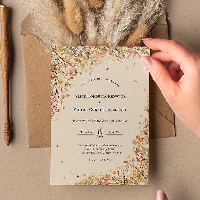 Simple Rustic Fall Beige Wedding Invitation (Creator Uploaded)