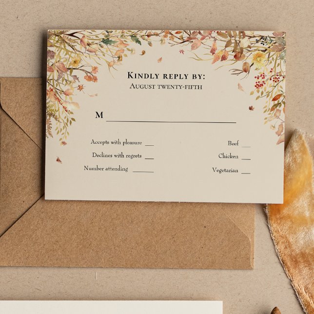 Simple Rustic Fall Beige Wedding Monogram RSVP (Creator Uploaded)