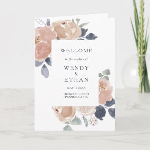 Simple Rustic Floral Folded Wedding Program