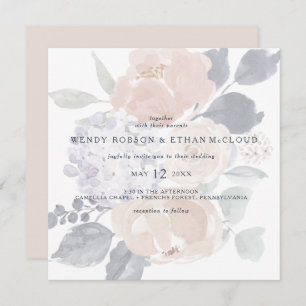 Simple Rustic Floral Square Wedding Invitation