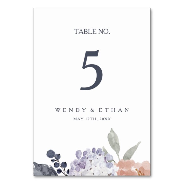 Simple Rustic Floral Table Number (Front)