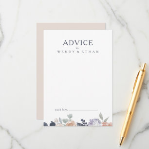 Simple Rustic Floral Wedding Advice Card
