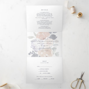 Simple Rustic Floral Wedding All In One Tri-fold