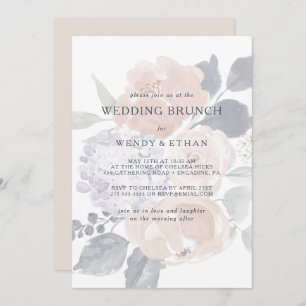Simple Rustic Floral Wedding Brunch Invitation