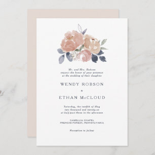 Simple Rustic Floral Wedding Invitation