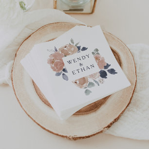 Simple Rustic Floral Wedding Napkins