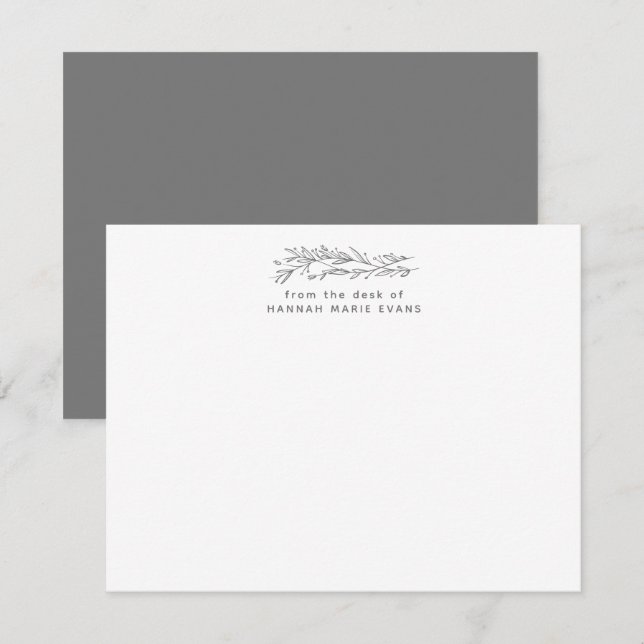 Simple Rustic From The Desk Of Grey Botanical  Card (Front/Back)