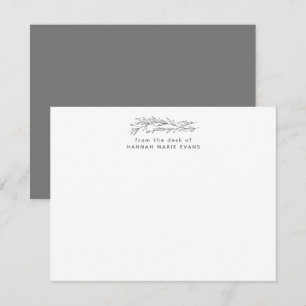 Simple Rustic From The Desk Of Grey Botanical Card