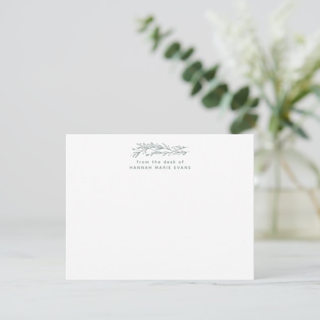 Simple Rustic From The Desk Of Sage Green Foliage Card (Standing Front)