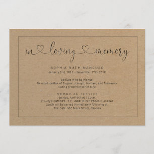 Simple Rustic Funeral Announcement Invitation