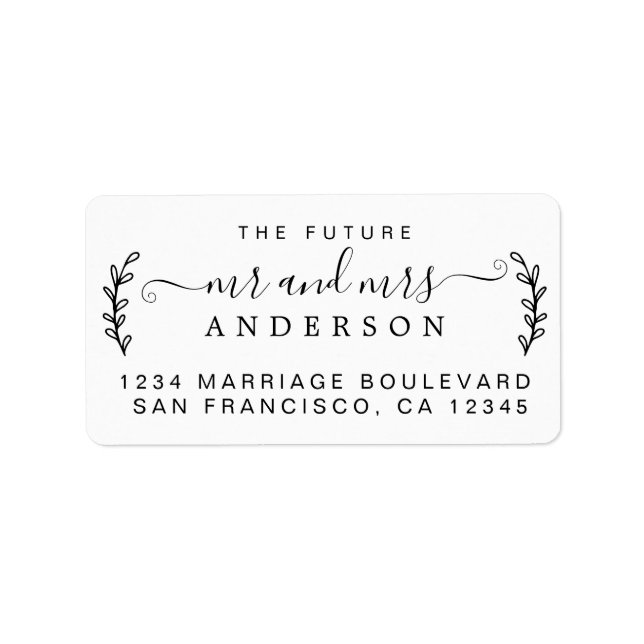 Simple Rustic Future Mr Mrs Wedding Return Address Label (Front)