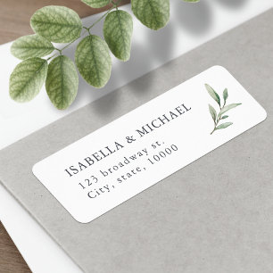 Simple rustic greenery wedding return address label