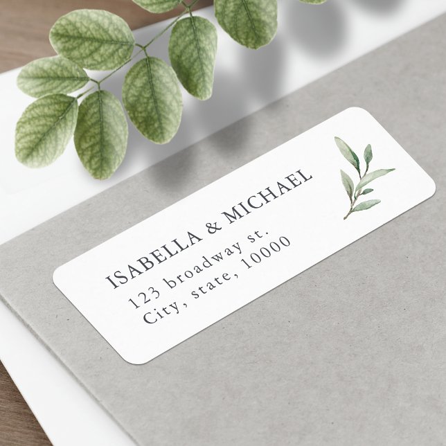 Simple rustic greenery wedding return address label (Simple rustic greenery wedding return address label)
