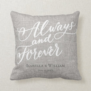 Simple Rustic Grey Linen Cotton Fabric Wedding Cushion