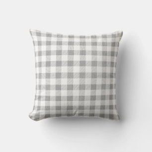Simple Rustic Grey White Gingham Plaid Cushion