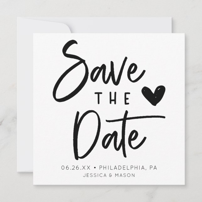 Simple Rustic Handwritten Wedding Save The Date Invitation (Front)