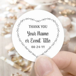 Simple Rustic Heart Floral Wreath Country Wedding Classic Round Sticker