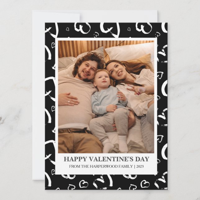 Simple Rustic Hearts Love valentine's day photo Holiday Card (Front)