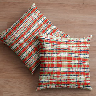 Simple Rustic Holiday Plaid Cute Red Green Plaid Cushion