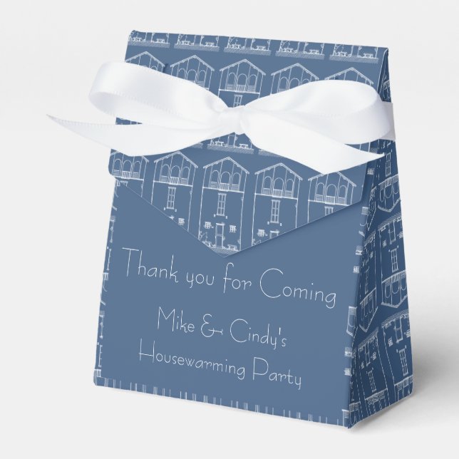 Simple Rustic House Blueprint New Address Moving Favour Box (Front Side)