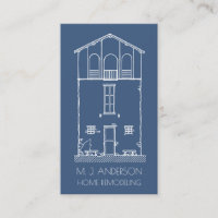Simple Rustic House Blueprint Vertical Navy Blue