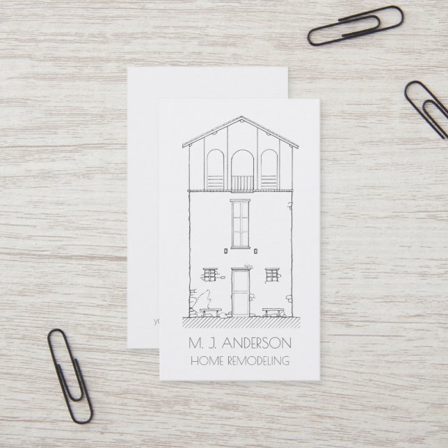 Simple Rustic House Modern Professional Vertical Business Card (Front/Back In Situ)