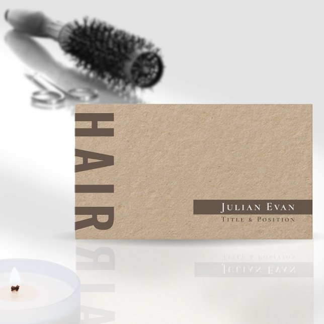 Simple Rustic Kraft Hair Stylist Barber Business Card (Creator Uploaded)