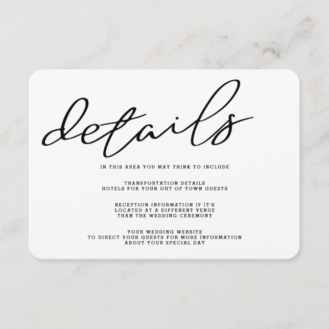 Simple Rustic Kraft Paper Details Card (Front)