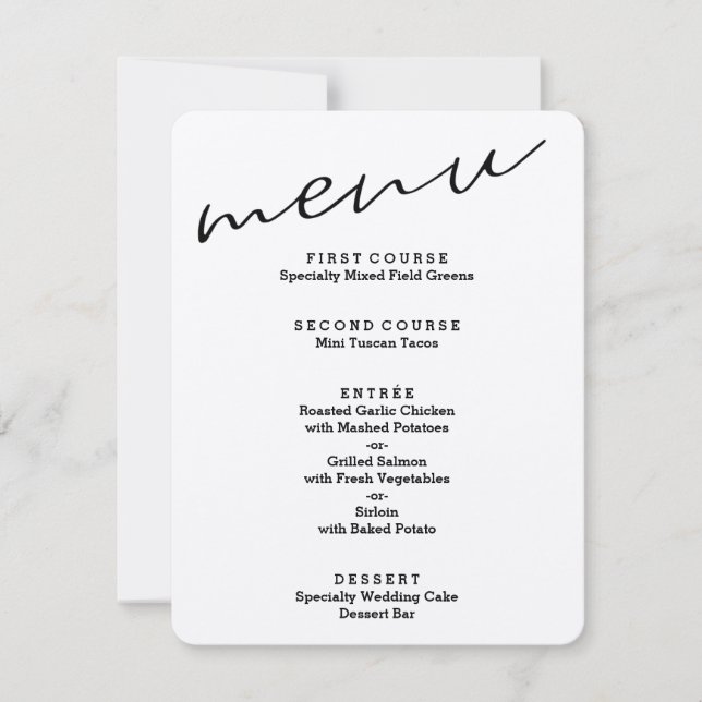 Simple Rustic Kraft Paper Menu Cards (Front)