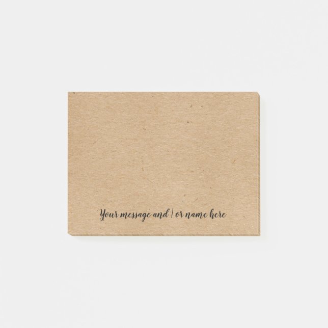 Simple Rustic Kraft Personalised Message Post-it Notes (Front)