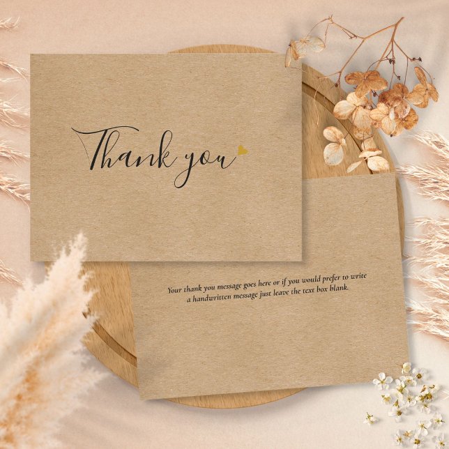Simple Rustic Kraft Script Thank You Card (Creator Uploaded)