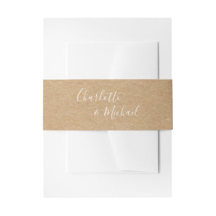 Simple Rustic Kraft Signature Script Invitation Belly Band