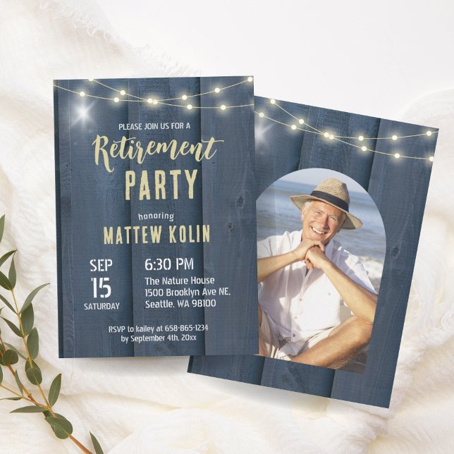 Simple Rustic Lantern Arch Photo Retirement Party  Invitation (Creator Uploaded)