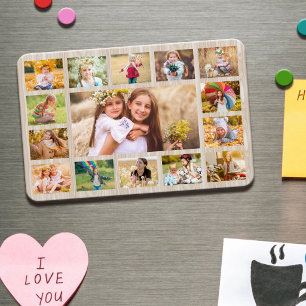 Simple Rustic Modern 15 Photo Collage Magnet